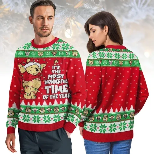Winnie the Pooh Ugly Christmas Sweater, Tigger Piglet Eeyore Sweater