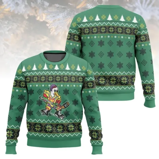 Discover Duck Hockey Christmas Ugly Sweater, Funny Holiday Sweater, Duck Knitted Sweater