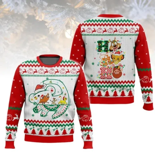 Lion King Ho Ho Ho Christmas Ugly Sweater, Hakuna Matata Holiday Sweater