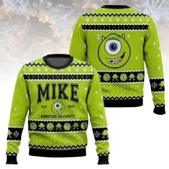 Monsters University Ugly Christmas Sweater Mike Wazowski Sweater