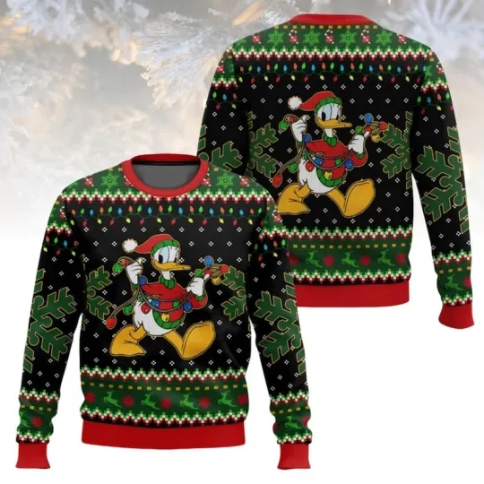 Discover Disney Christmas Ugly Sweater, Donald Duck Holiday Sweater, Cartoon Sweater For