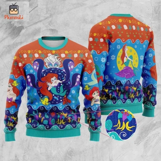 Discover The Little Mermaid Ariel Ugly Christmas Sweater, The Little Mermaid Sweater, Pri