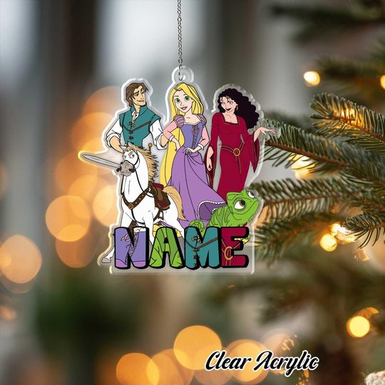 Discover Tangled Rapunzel Princess Ornament, Disney Flynn Rider Keepsake Decor, Custom Name Tower Gift, Unique Royal Adventure Xmas Ornament, NVA746
