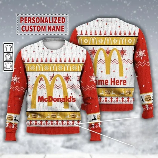 Discover Custom Name McDonald's Fast Food Ugly Christmas Sweater