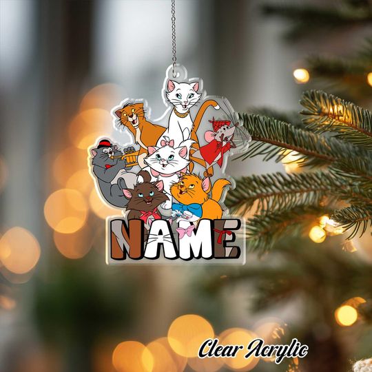 Discover Marie The Aristocats Acrylic Ornament, Disney Cat Family Keepsake Decor, Custom Kitten Gift, Parisian Holiday Ornament