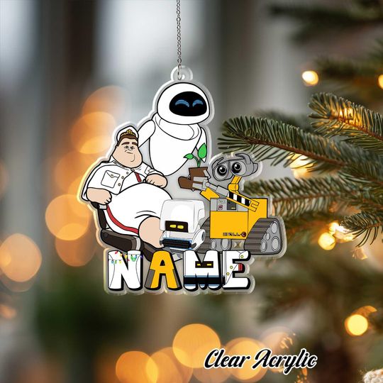 Discover Wall-E and EVE Acrylic Ornament - Disney Pixar Robot Movie Wall Decor, Customizable Space Adventure Keepsake