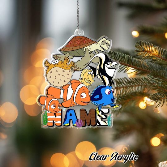 Finding Nemo Dory Marlin Crush Acrylic Ornament Pixar Ocean Keepsake Decor Custom Name Fish Gift