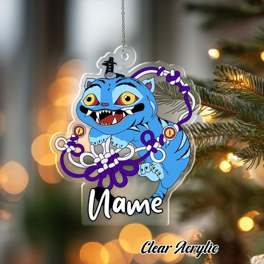 KPop Derpy Tiger Mascot Acrylic Ornament, Cute Animal Character Decor, Custom Shape KPop Team Gift, Holiday Keepsake