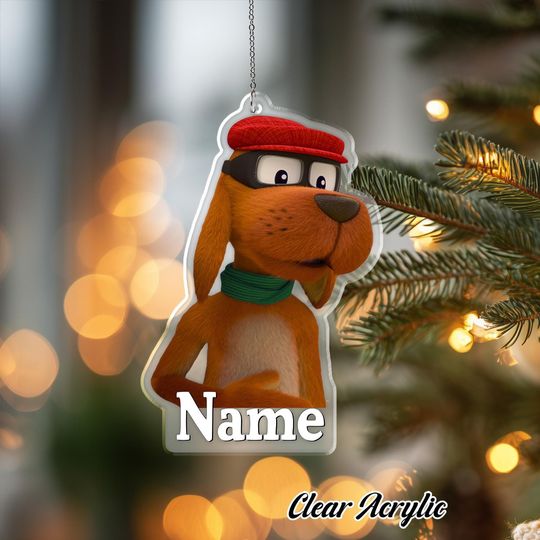 Discover Go Dog Go Cheddar Biscuit Acrylic Ornament, Custom Name Cartoon Dog Keepsake, Holiday Gift