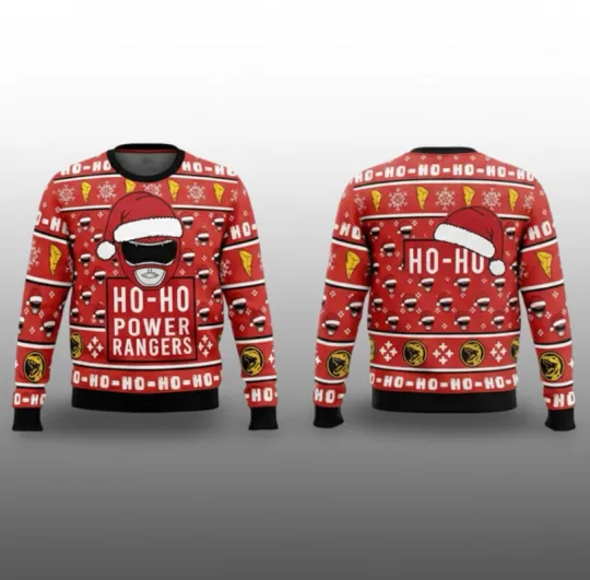 2025 Christmas Ho Ho Power Rangers Ugly Sweater