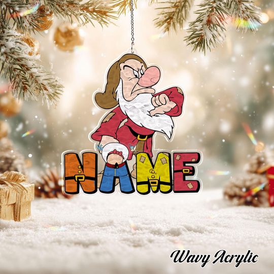 Discover Disney Snow White Grumpy Acrylic Christmas Ornament, Custom Name Version