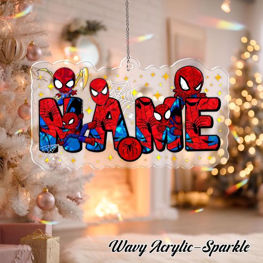 Discover Spiderman Christmas Ornament 2025, Superhero Christmas Ornament, Spiderman Custom Shape Ornament, Custom Kid Hero Ornament