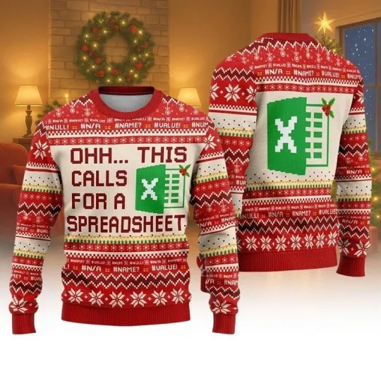 Ohh This Calls For A Spreadsheet Ugly Christmas Sweater, Excel Christmas