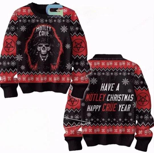 Discover Motley Rocker Happy Holidays Retro Ugly Sweater