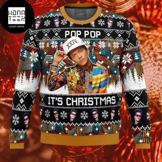 Discover Bruno Mars Pop Pop Its Christmas Xmas Gifts For Fan 2025 Ugly Sweater