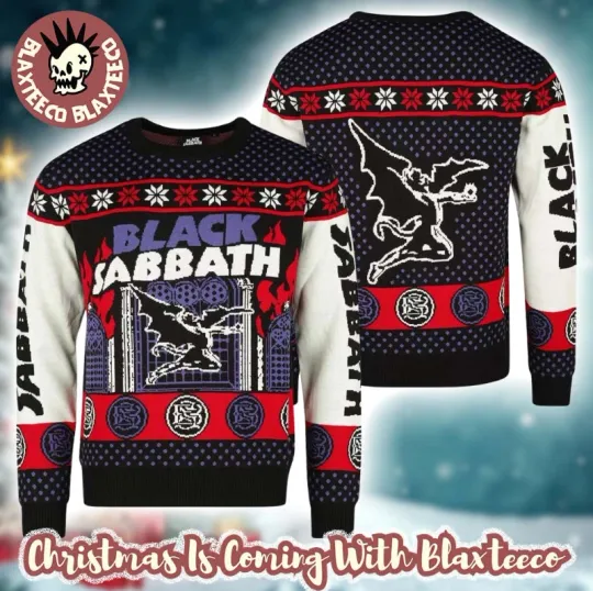 Discover Black Sabbath Signature Henry The Winged Demon Bravado Ugly Sweater