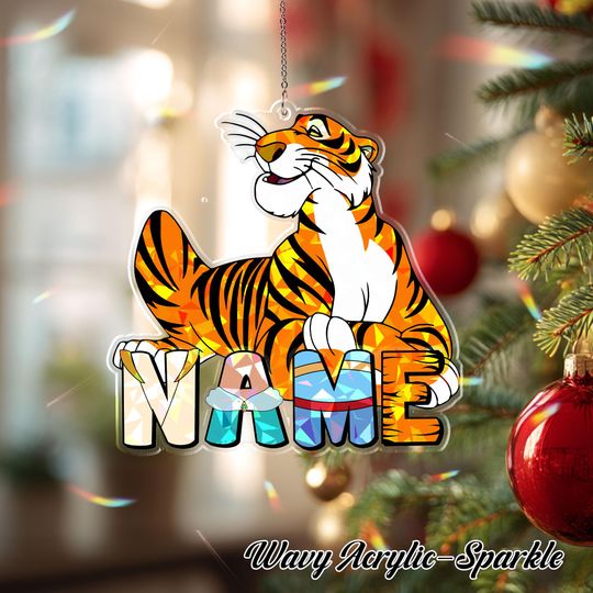 Discover Disney Aladdin Rajah Acrylic Ornament, Christmas and Custom Name Decoration