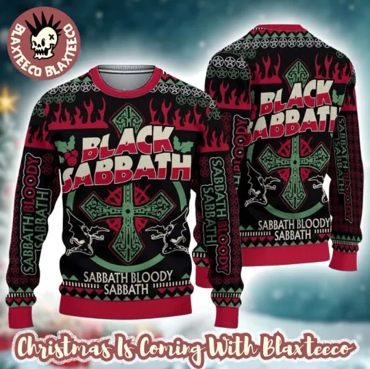 Black Sabbath Rock Sabbath Bloody Sabbath Inverted Cross Ugly Sweater