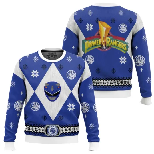 Discover Blue Power Ranger Ugly Christmas Sweater