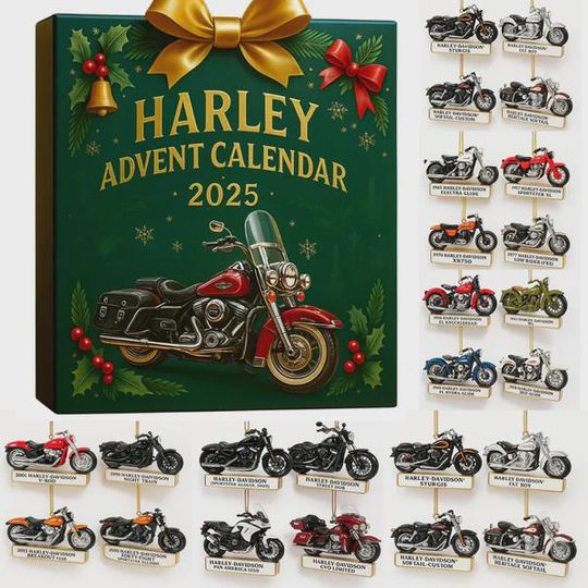 Discover 2025 Motorcycle Advent Calendar, 24 Mini Bike Models & Holiday Ornaments, Christmas Countdown Gift for Motorbike Fans Collectors