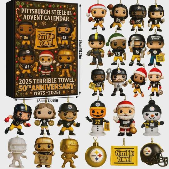 Discover Football Fan Advent Calendar 2025  Black & Gold Edition with Mini Figures, Holiday Ornaments  | Christmas Countdown Gift for Sports Lovers