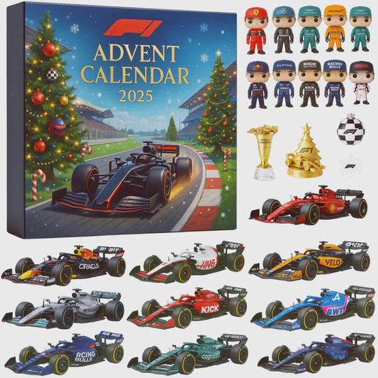 Discover Motorsport Racing Advent Calendar 2025  Formula-Style Mini Cars, Drivers & Ornaments | Christmas Countdown Gift for Car Fans