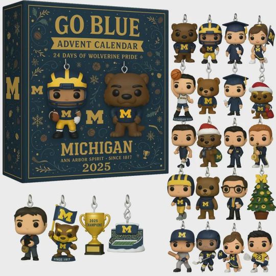 Discover College Spirit Advent Calendar 2025  24-Day Blue Gold Mini Figures Christmas Countdown Gift