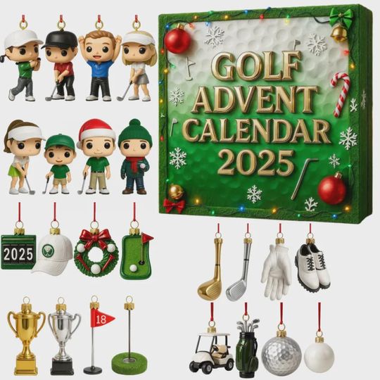 Discover Golf Advent Calendar 2025  24-Day Mini Golfer & Golf-Themed Ornament Christmas Countdown Gift