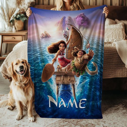 Discover Custom Moana Blanket, Disney Maui Demigod Blanket, Disney Sailing Boat Throw Blanket, Disney Island Adventure Decor Blanket, VTB622
