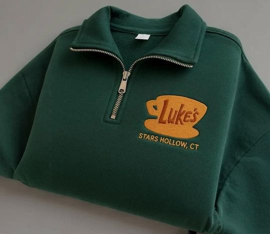 Embroidered Quarter Zip Pullover, Cozy Gift For Fans, Fall or Christmas Sweatshirt For Her, Cozy Fall Sweatshirt