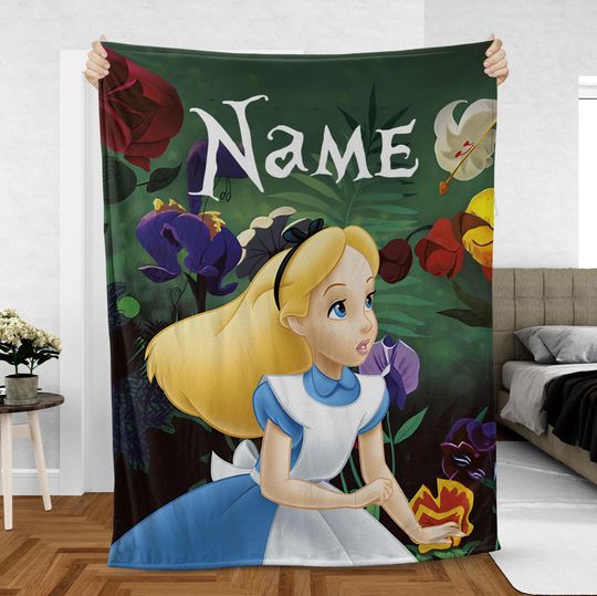Discover Custom Alice and White Rabbit Fleece Blanket for Disney Fans
