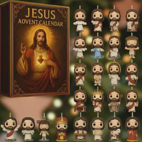 Discover Jesus Advent Calendar 2025, 24-Day Christian Christmas Countdown with Mini Nativit Figurines