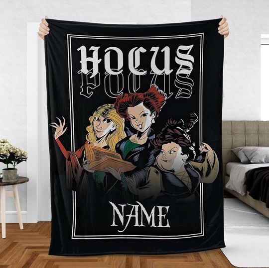 Discover Disney Hocus Pocus Fleece Blanket - Sanderson Sisters Throw, Winifred, Sarah, Mary, Birthday Gift