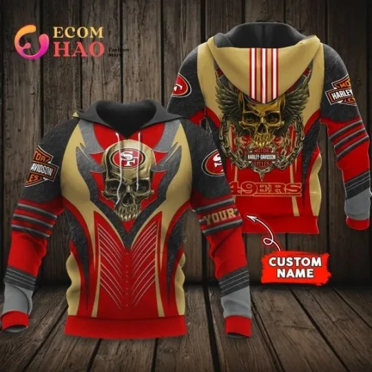 Discover San Francisco Haarleyy Davidson 49ers Personalized All Over Print 3D Hoodie