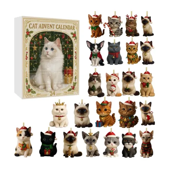 Discover 2025 Cat Advent Calendar Blind Box Style with 24 Unique Acrylic Kitten Orname ~