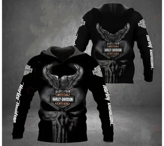 Discover New Haarleyy Davidson Skull Hoodie 3D All Over Prints Size S-5XL Top Gift