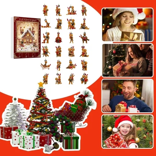 Discover Gingerbread Couple Advent Calendar Blind Box Christmas 24Pcs Acrylic 2D Ornament