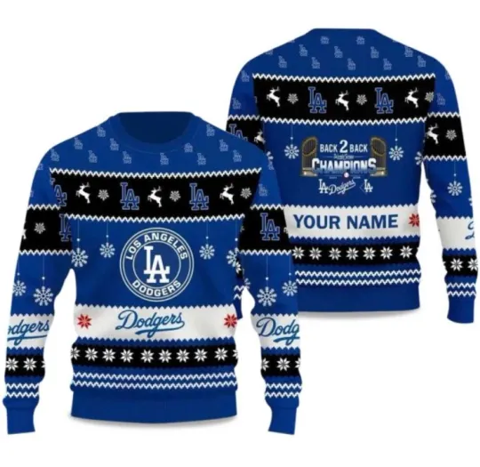 Discover La Dodger Back To Back World Series Champions Ugly Christmas Sweater