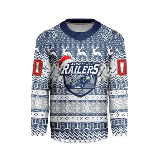 Discover Personalized Worcester Railers Special Ugly Christmas Hockey Shirt Fan Gear Gift