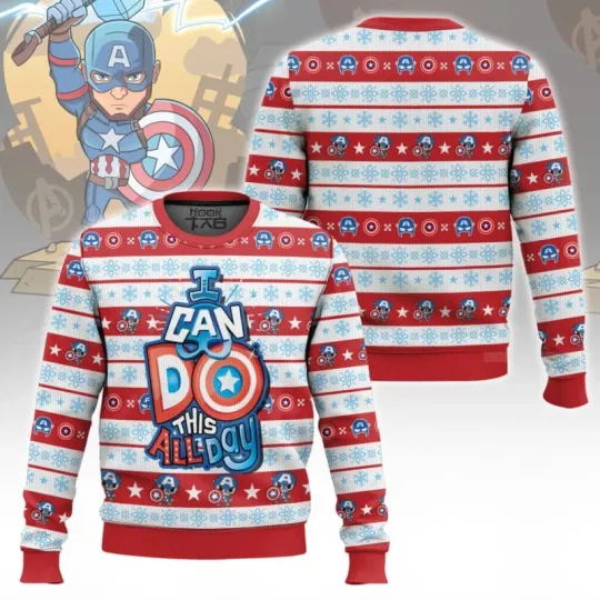 I Can Do This All Day Captain America Ugly Christmas Sweater