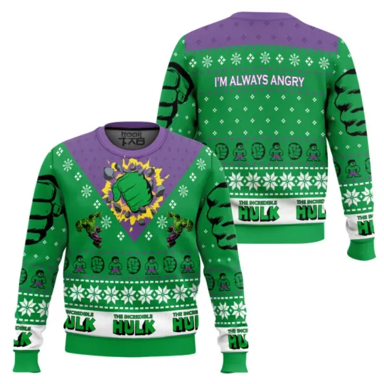 Im Always Angry The Incredible Hulk Ugly Christmas Sweater