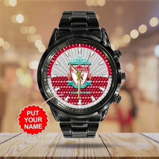 Discover Personalized Liverpool Black Stainless Steel Watch