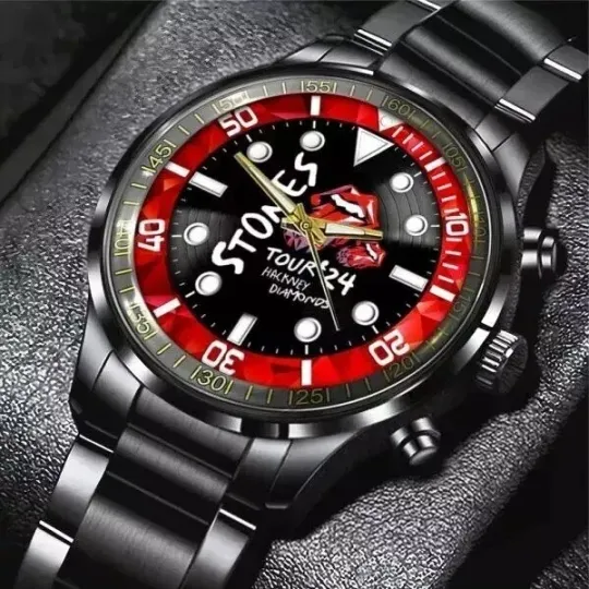 The Rolling Stones Black Stainless Steel Watch