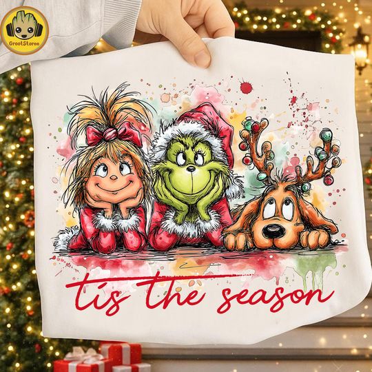 Discover Retro Christmas Green Monster Sweatshirt, Funny Xmas Thief Cartoon Art, Holiday Mean Guy