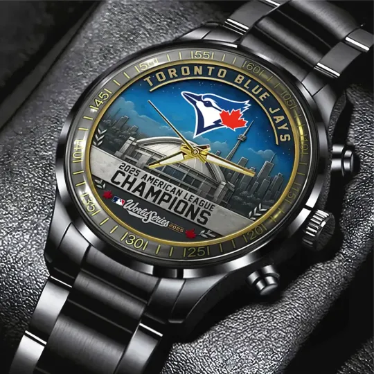 Discover Blue Jays 2025 American League Champions Black Stainless Steel Watch