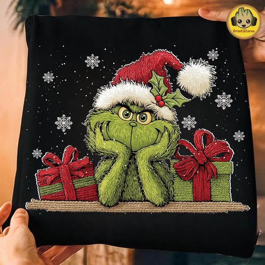 Discover Xmas Knitting Green Mean Guy PNG, Trendy Latch Hook Yarn Crochet Green Monster PNG, Preppy Christmas Crochet PNG, Funny Xmas Shirt Png