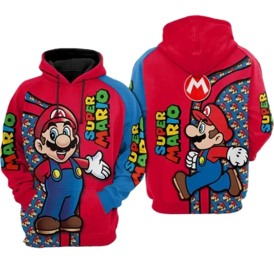 Mario Hoodie Super Mario Head Pattern Hoodie 3D
