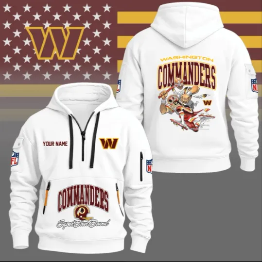 Washington Super Bowl Bourd Hoodie Half Zipper NY Personalized Name Hoodie