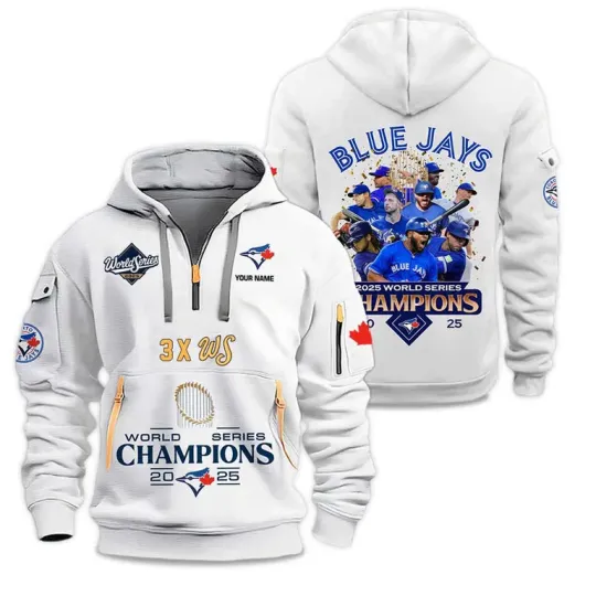 Blue J 3X WS Champions 2025 White Zip Hoodie