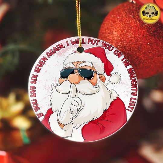 Discover Trending 6 7 Meme PNG, Viral Santa Christmas Ornament, Funny Six Seven Internet Joke Design, Social Media Holiday Humor PNG